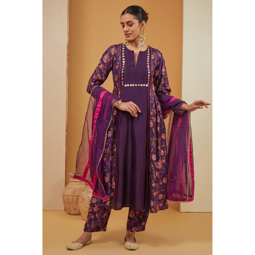 Neha Khullar Purple Kurta with Pant and Dupatta (Set of 3)