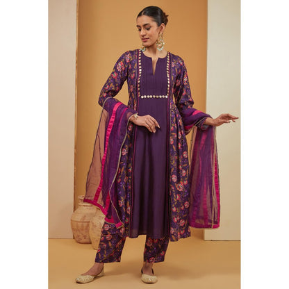 Neha Khullar Purple Kurta with Pant and Dupatta (Set of 3)