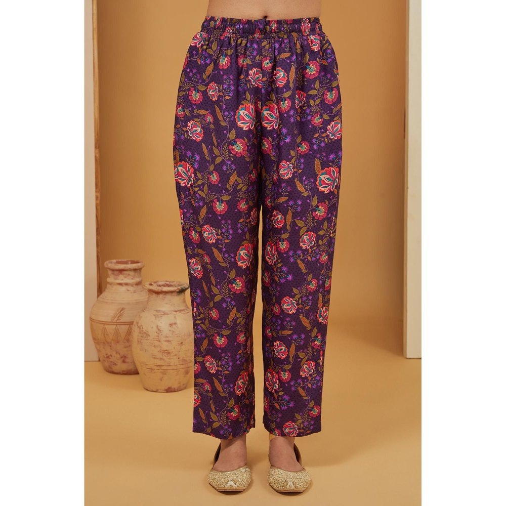 Neha Khullar Purple Kurta with Pant and Dupatta (Set of 3)