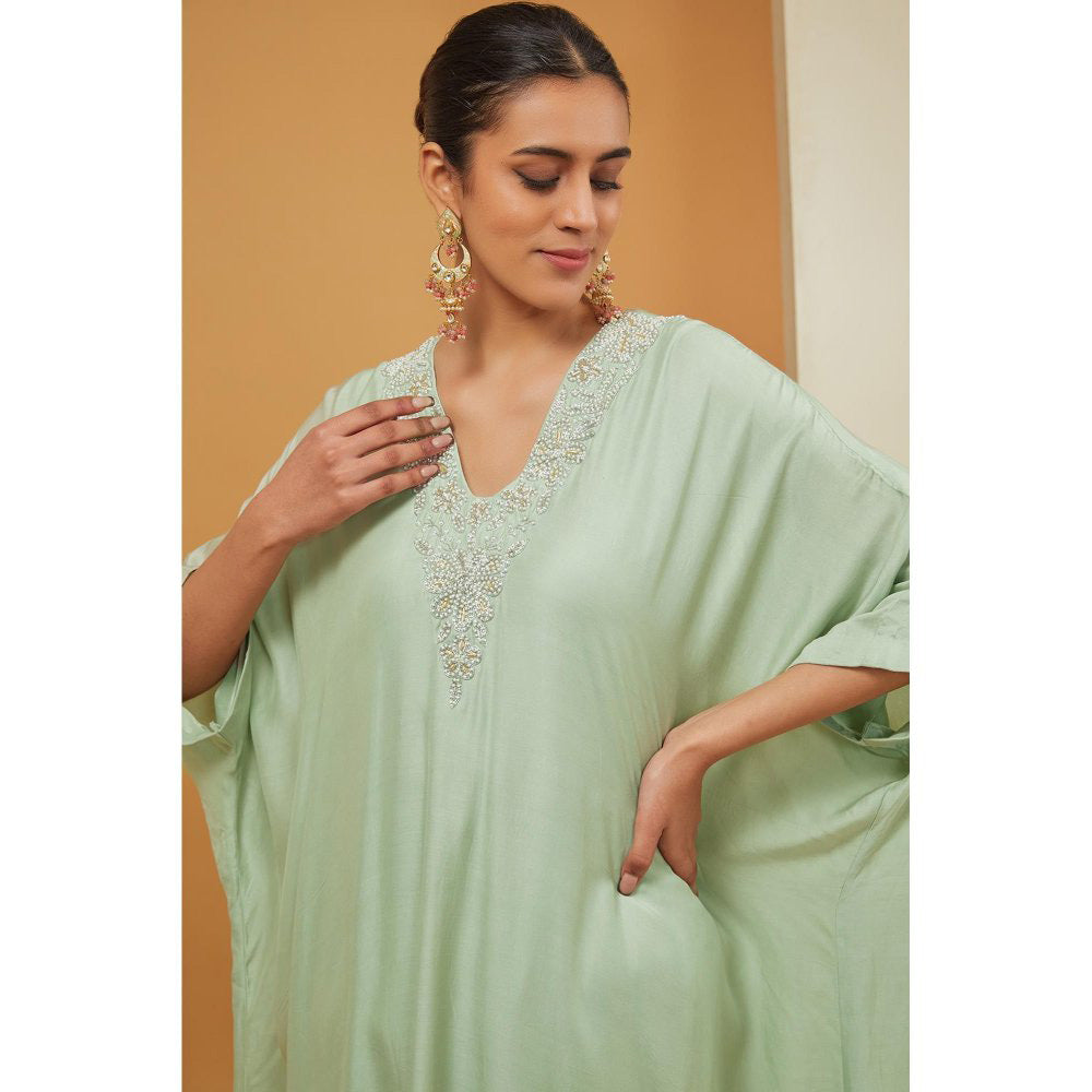 Neha Khullar Green Kaftan with Pant (Set of 2)