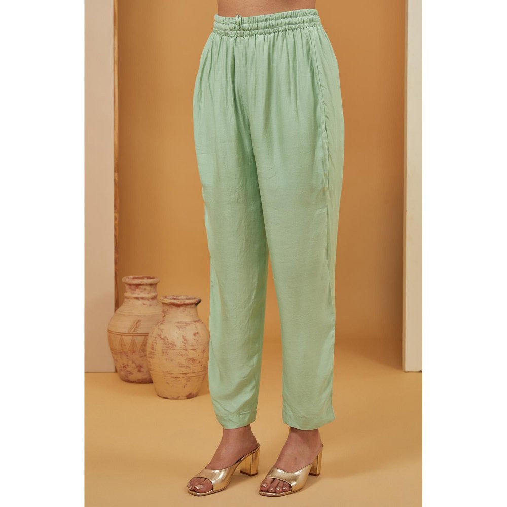 Neha Khullar Green Kaftan with Pant (Set of 2)