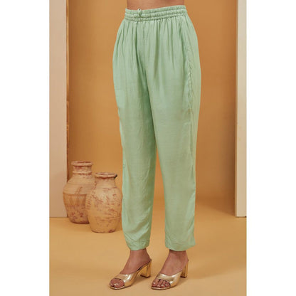 Neha Khullar Green Kaftan with Pant (Set of 2)