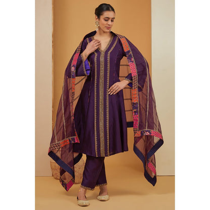 Neha Khullar Purple Kurta with Pant and Dupatta (Set of 3)