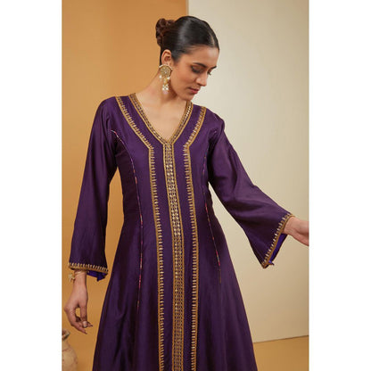 Neha Khullar Purple Kurta with Pant and Dupatta (Set of 3)