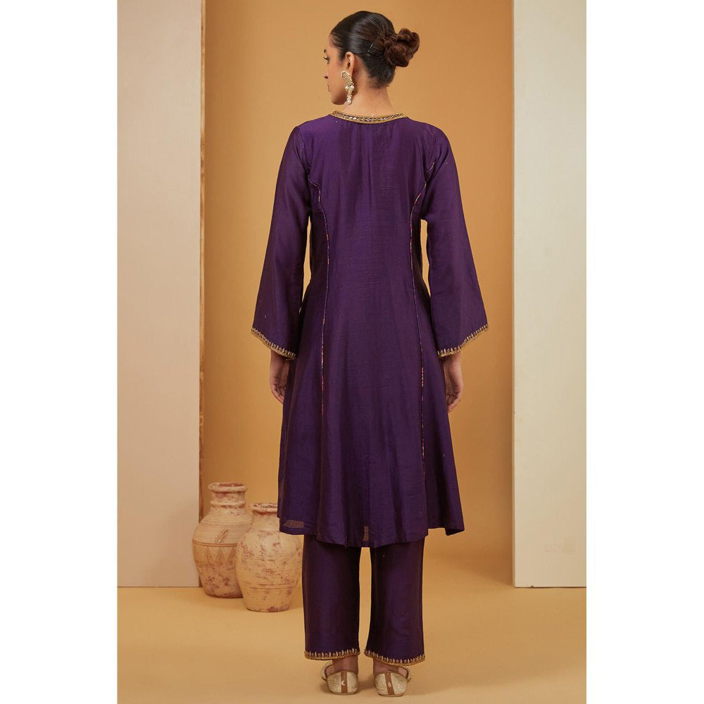 Neha Khullar Purple Kurta with Pant and Dupatta (Set of 3)