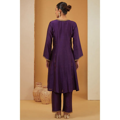 Neha Khullar Purple Kurta with Pant and Dupatta (Set of 3)