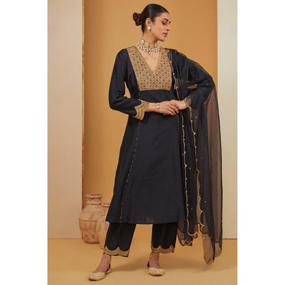 Neha Khullar Black Kurta with Pant and Dupatta (Set of 3)