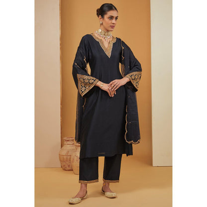 Neha Khullar Black Kurta with Pant and Dupatta (Set of 3)