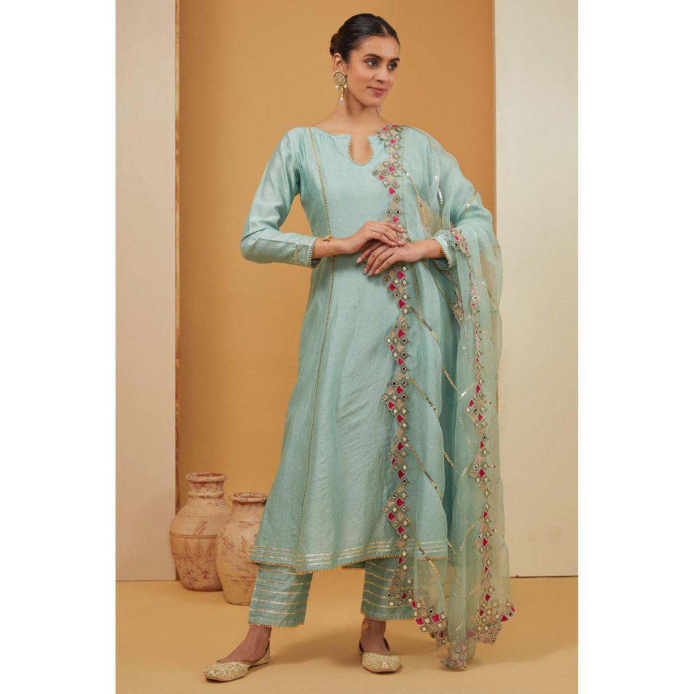 Neha Khullar Blue Kurta with Pant and Dupatta (Set of 3)