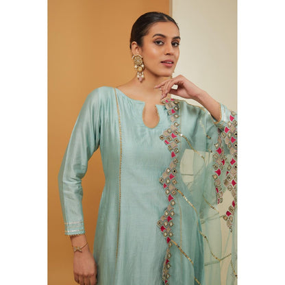 Neha Khullar Blue Kurta with Pant and Dupatta (Set of 3)