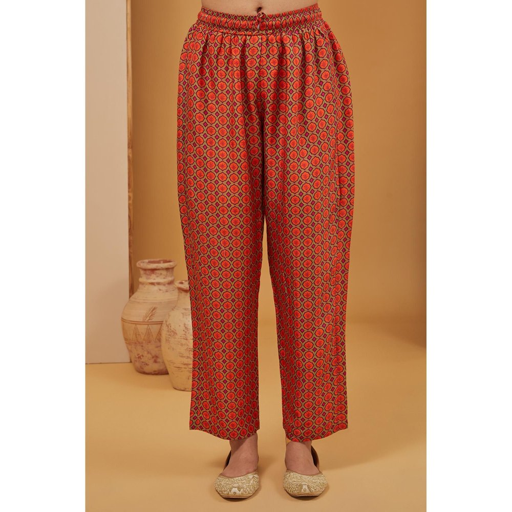 Neha Khullar Rust Embroidered Kurta with Pant and Dupatta (Set of 3)