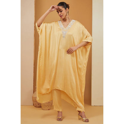 Neha Khullar Yellow Kaftan with Pant (Set of 2)