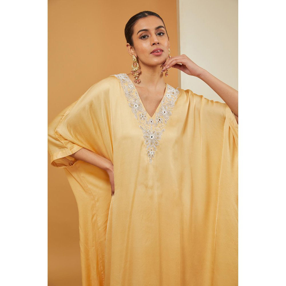 Neha Khullar Yellow Kaftan with Pant (Set of 2)