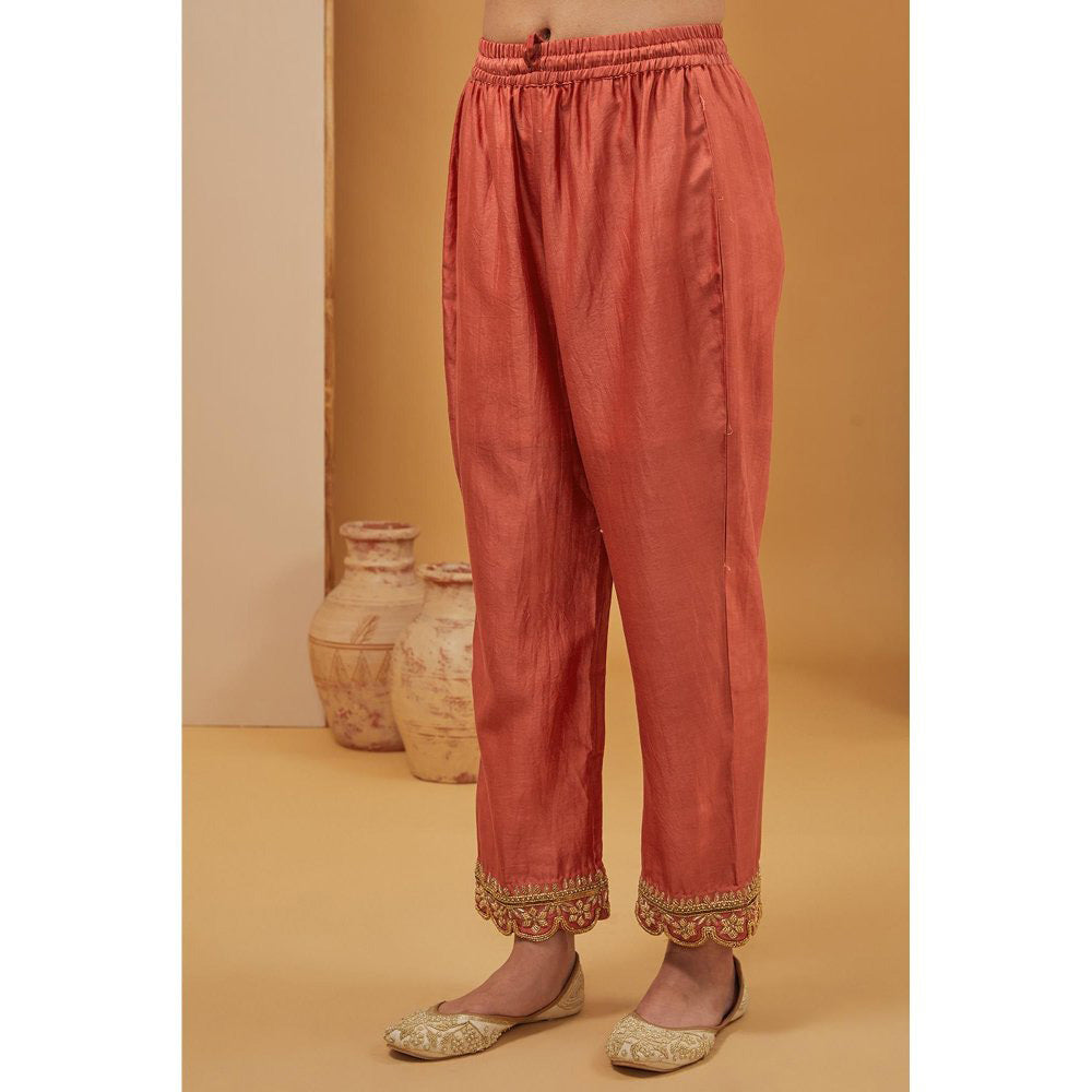 Neha Khullar Rust Kurta with Pant and Dupatta (Set of 3)