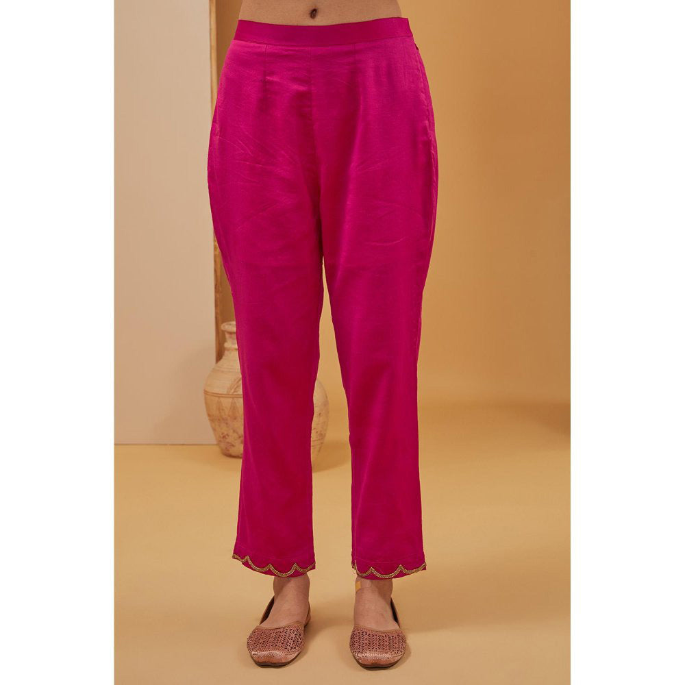 Neha Khullar Pink Fuscia Kurta with Pant and Dupatta (Set of 3)