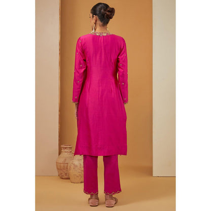 Neha Khullar Pink Fuscia Kurta with Pant and Dupatta (Set of 3)