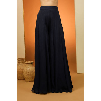 Neha Khullar Navy Blue Kurta with Palazzo and Dupatta (Set of 3)