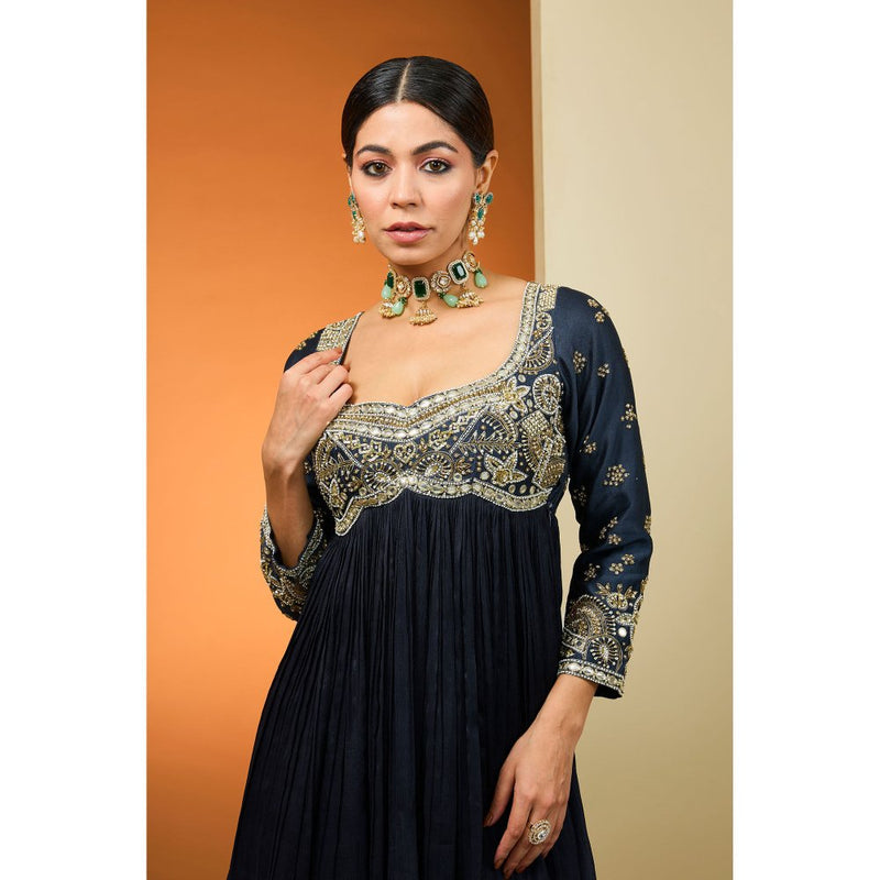 Neha Khullar Navy Blue Kurta with Palazzo and Dupatta (Set of 3)