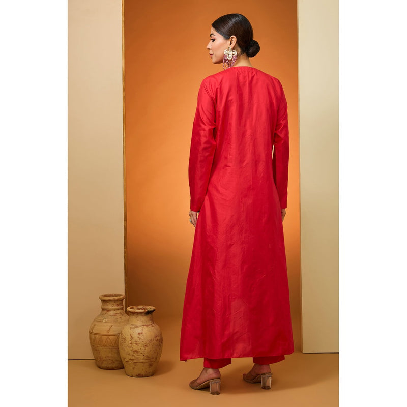 Neha Khullar Red Kurta with Pant (Set of 2)