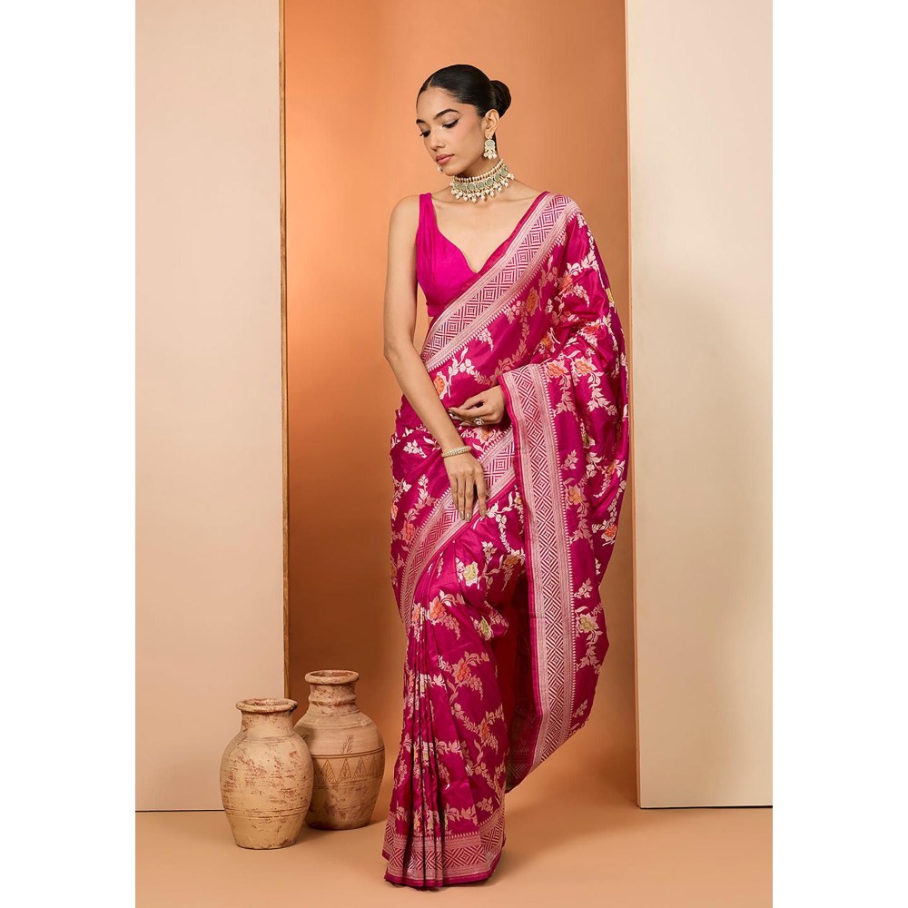 Neha Khullar Rani Woven Pre Drape Saree and Unstitched Blouse
