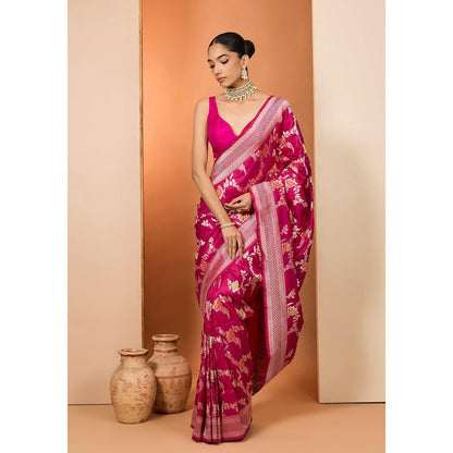 Neha Khullar Rani Woven Pre Drape Saree and Unstitched Blouse