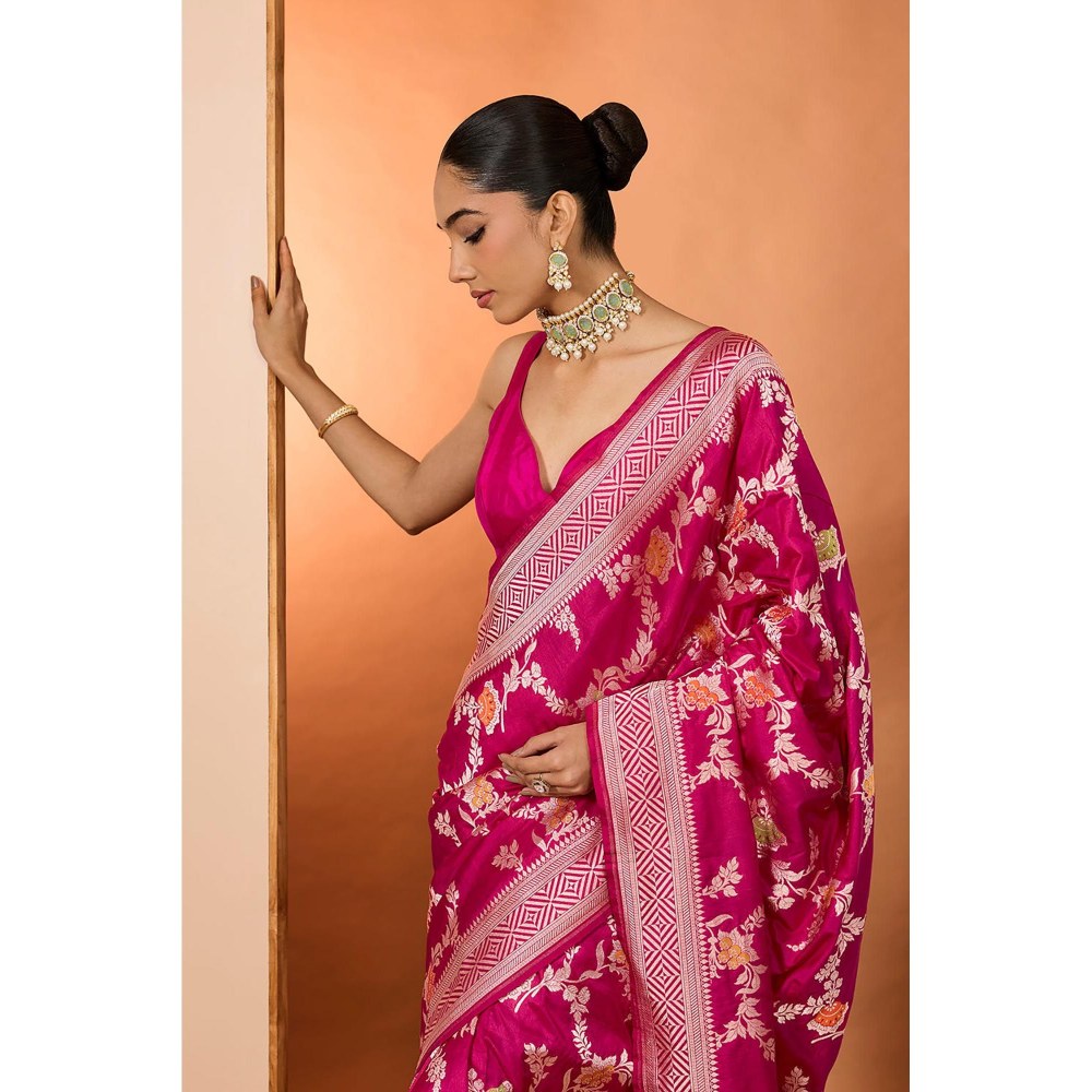 Neha Khullar Rani Woven Pre Drape Saree and Unstitched Blouse