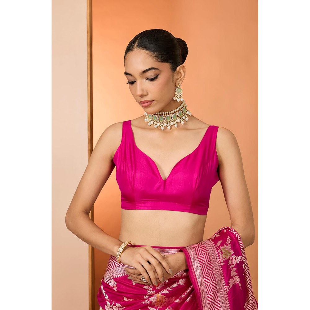 Neha Khullar Rani Woven Pre Drape Saree and Unstitched Blouse