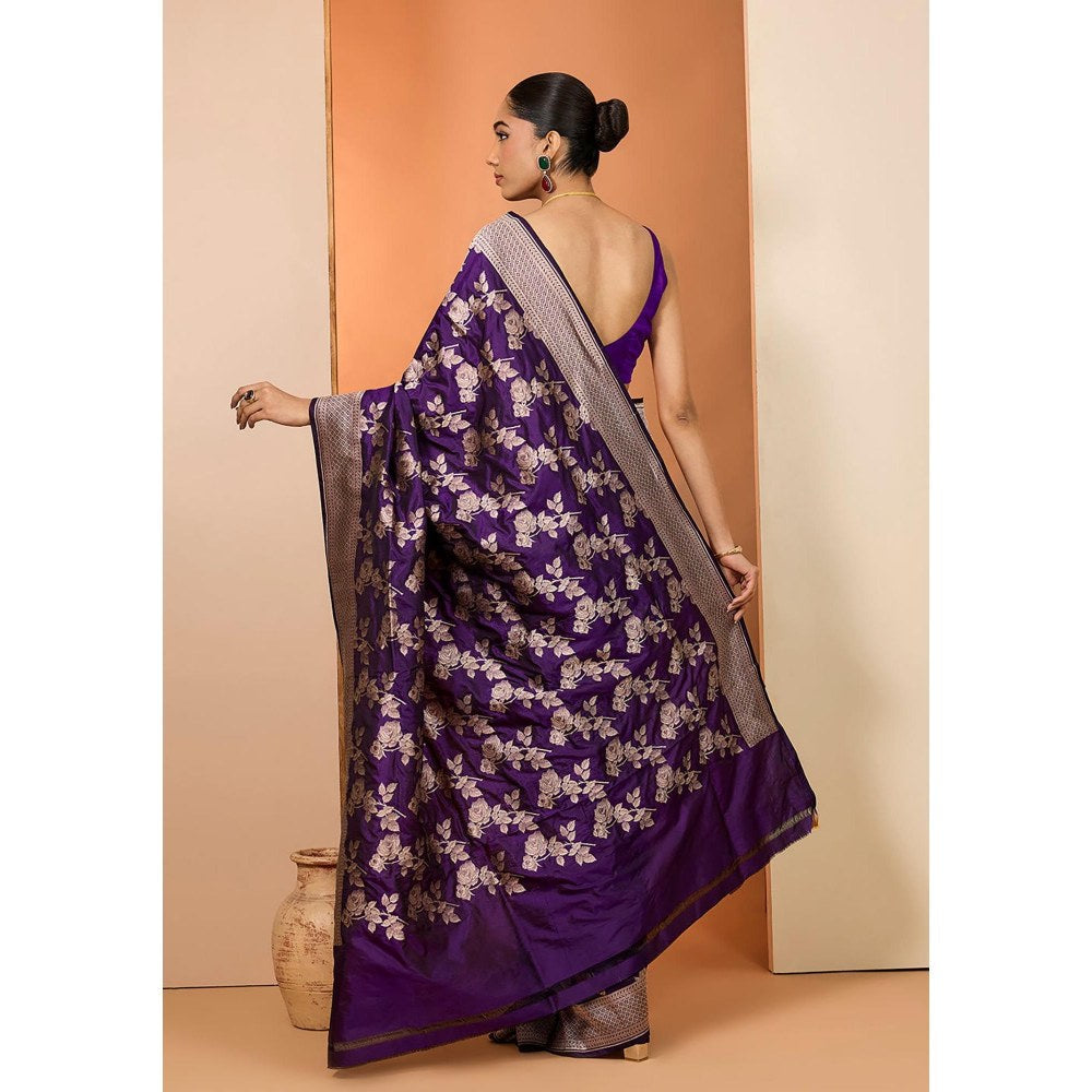 Neha Khullar Purple Woven Pre Drape Saree and Unstitched Blouse