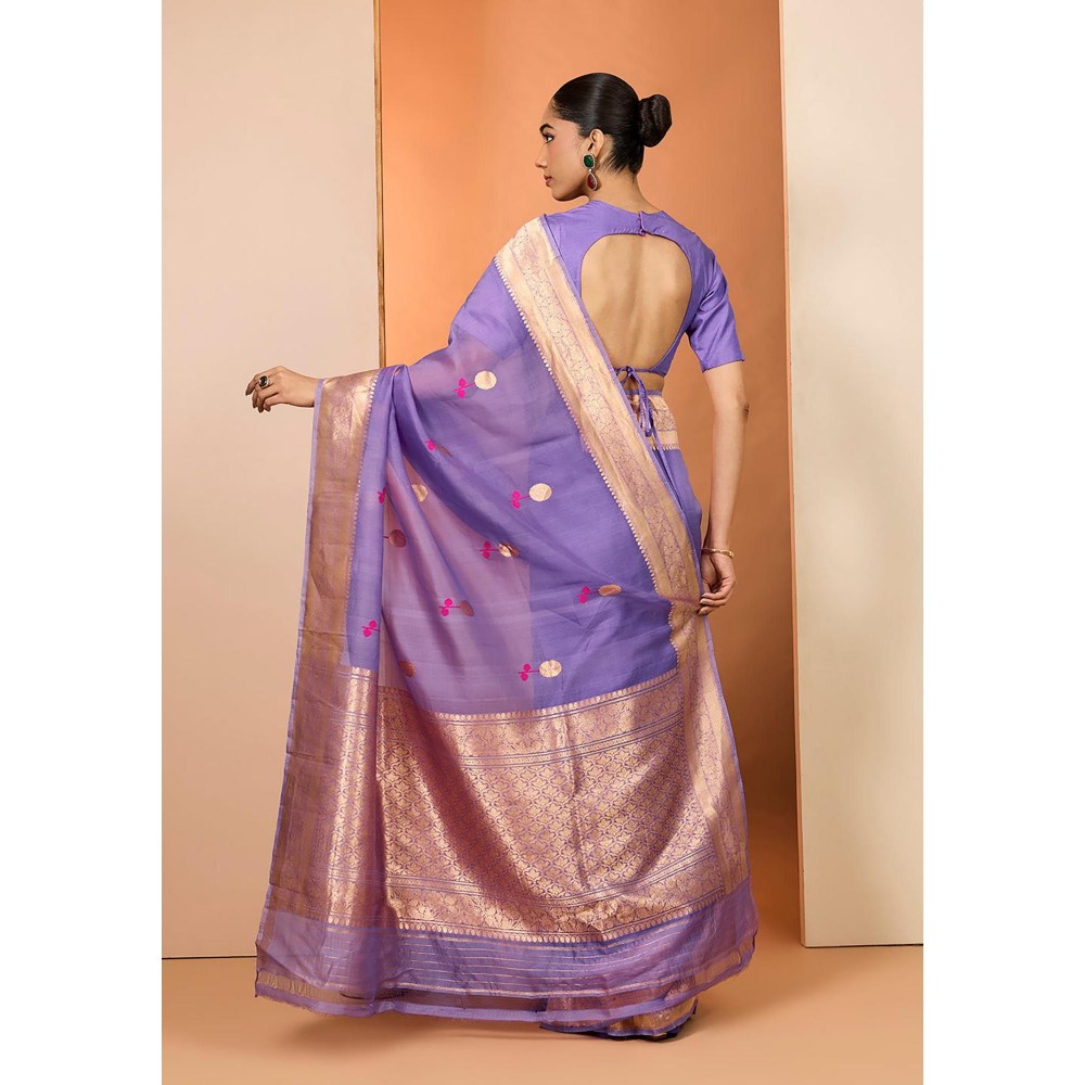 Neha Khullar Lilac Woven Pre Drape Saree and Unstitched Blouse
