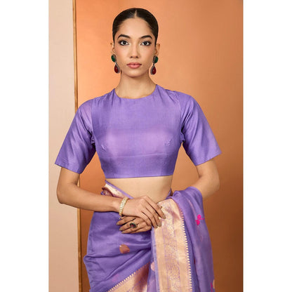 Neha Khullar Lilac Woven Pre Drape Saree and Unstitched Blouse