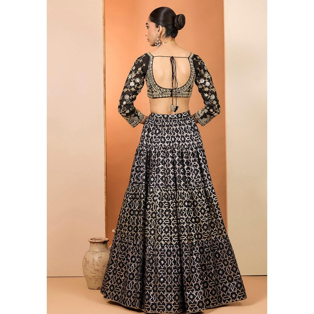 Neha Khullar Black Lehenga with Stitched Blouse and Dupatta