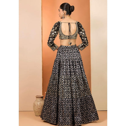 Neha Khullar Black Lehenga with Stitched Blouse and Dupatta