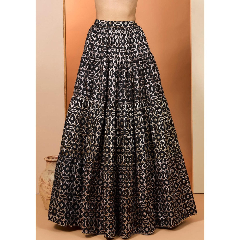 Neha Khullar Black Lehenga with Stitched Blouse and Dupatta