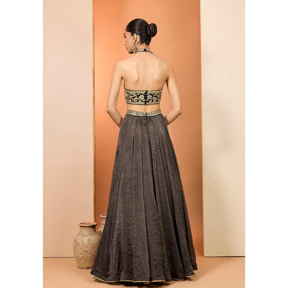 Neha Khullar Black Lehenga with Stitched Blouse and Dupatta