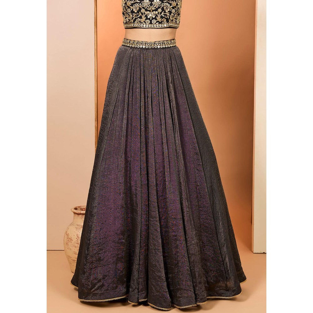 Neha Khullar Black Lehenga with Stitched Blouse and Dupatta