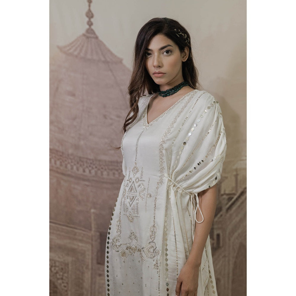 Neha Tarun Ivory Embroidered Kaftan Dress