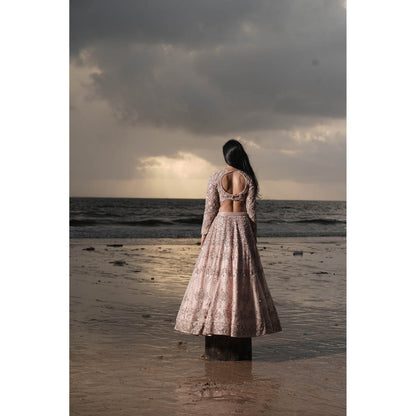 Neha Tarun Pink Embroidered Lehenga with Blouse and Dupatta (Set of 3)