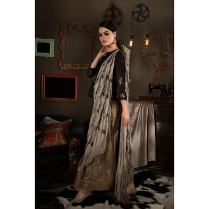Neha Tarun Black Pre Drape Saree with Top
