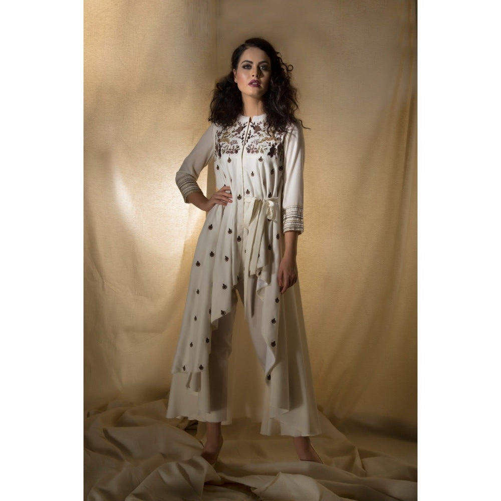 Neha Tarun Ivory Embroidered Kurta with Pant (Set of 2)