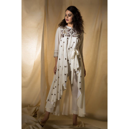 Neha Tarun Ivory Embroidered Kurta with Pant (Set of 2)
