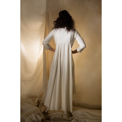 Neha Tarun Ivory Embroidered Kurta with Pant (Set of 2)