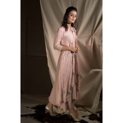 Neha Tarun Pink Double Layer Kurta with Palazzo (Set of 2)