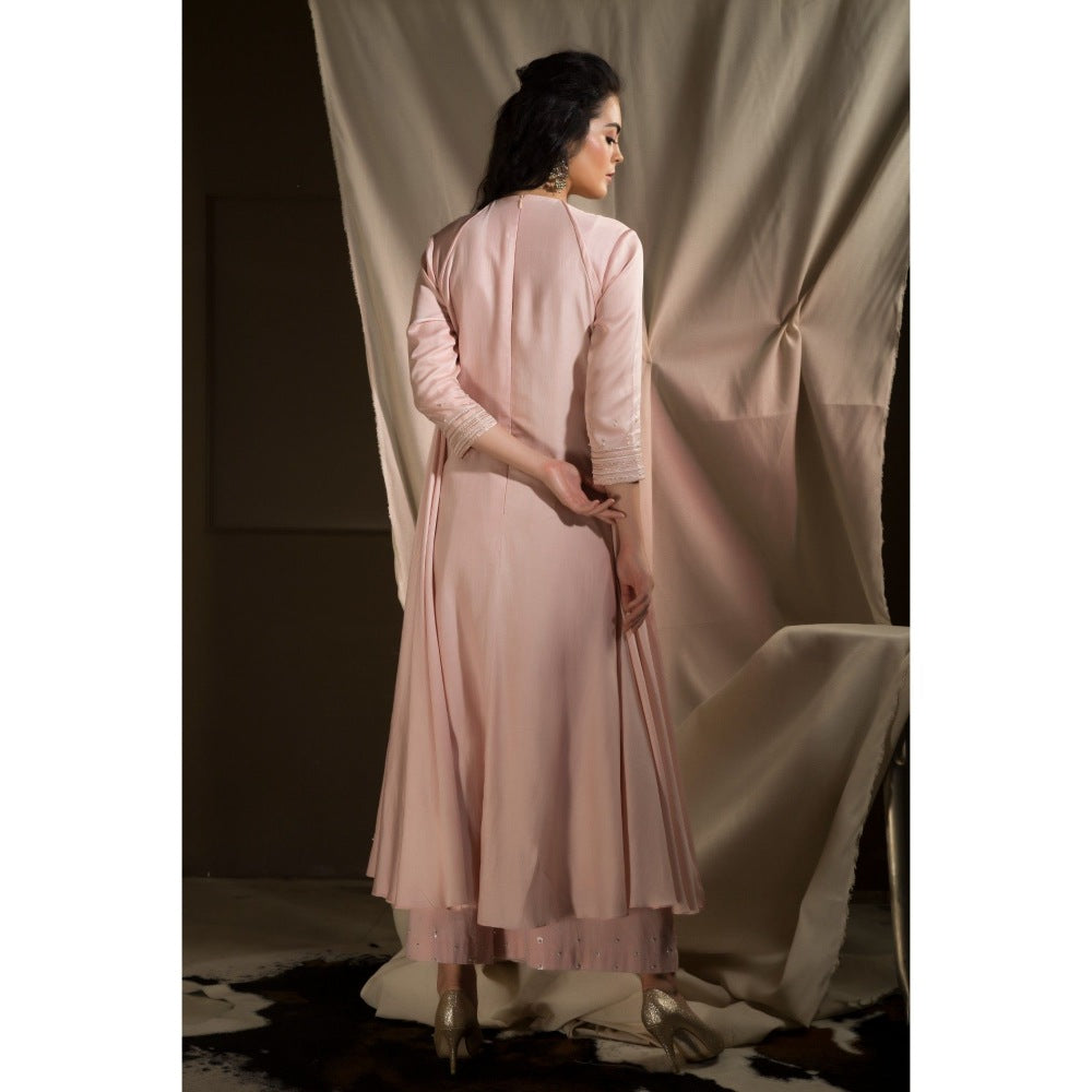 Neha Tarun Pink Double Layer Kurta with Palazzo (Set of 2)
