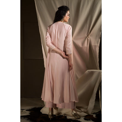 Neha Tarun Pink Double Layer Kurta with Palazzo (Set of 2)