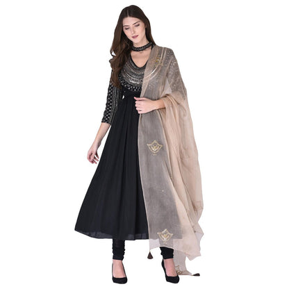 Neha Tarun Embellished Pleated Anarkali Kurta with Churidar and Dupatta (Set of 3)