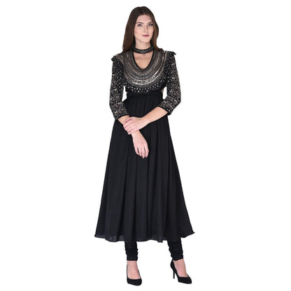 Neha Tarun Embellished Pleated Anarkali Kurta with Churidar and Dupatta (Set of 3)
