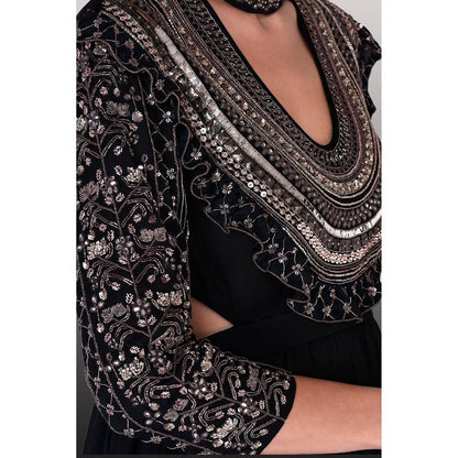 Neha Tarun Embellished Pleated Anarkali Kurta with Churidar and Dupatta (Set of 3)