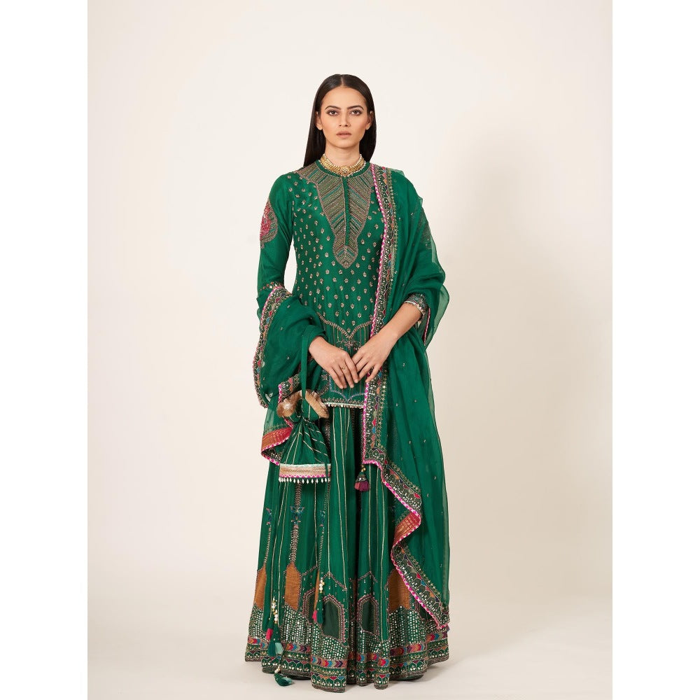 Neha Tarun Hand Embroidered Short Kurti with Sharara and Dupatta (Set of 3)