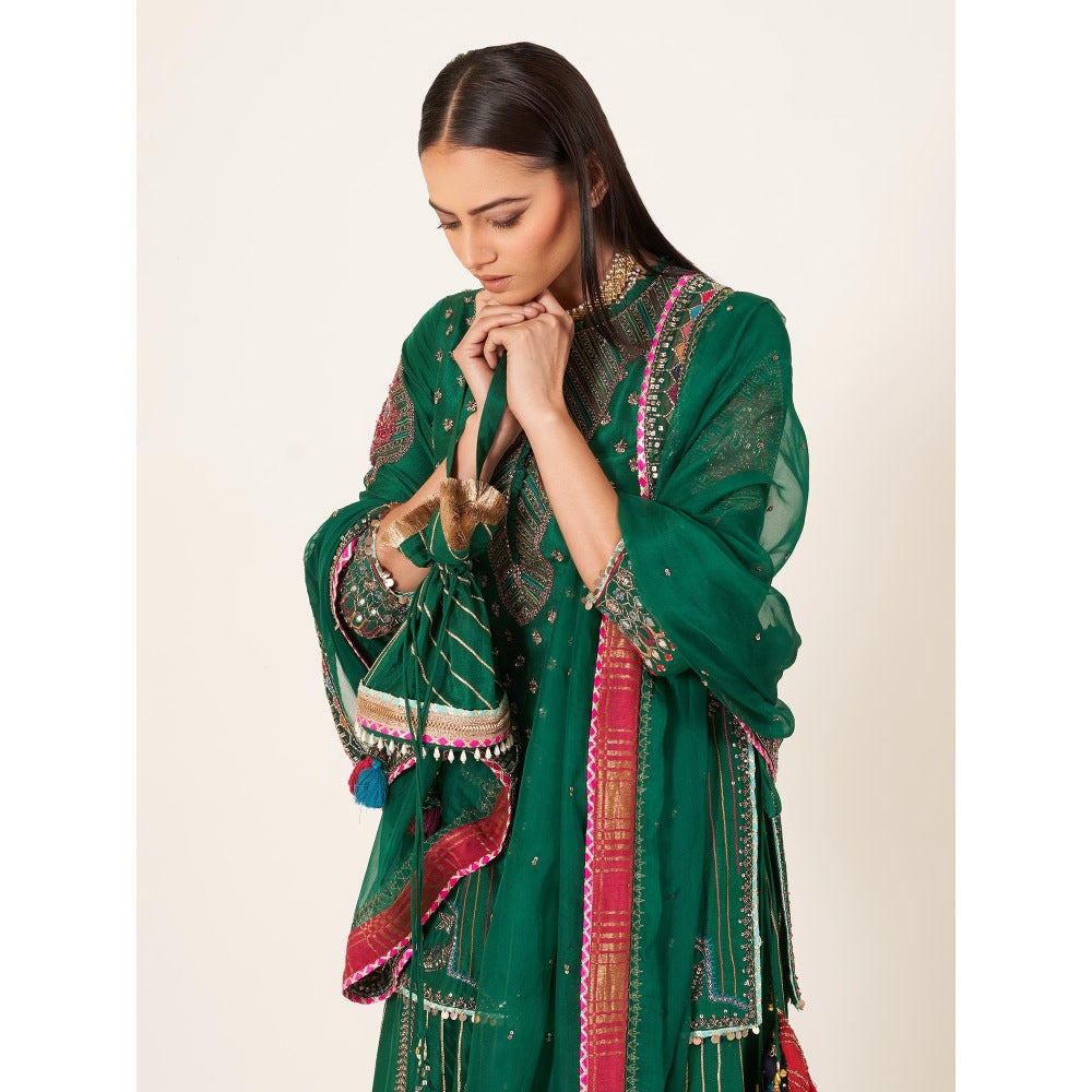 Neha Tarun Hand Embroidered Short Kurti with Sharara and Dupatta (Set of 3)