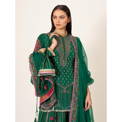 Neha Tarun Hand Embroidered Short Kurti with Sharara and Dupatta (Set of 3)